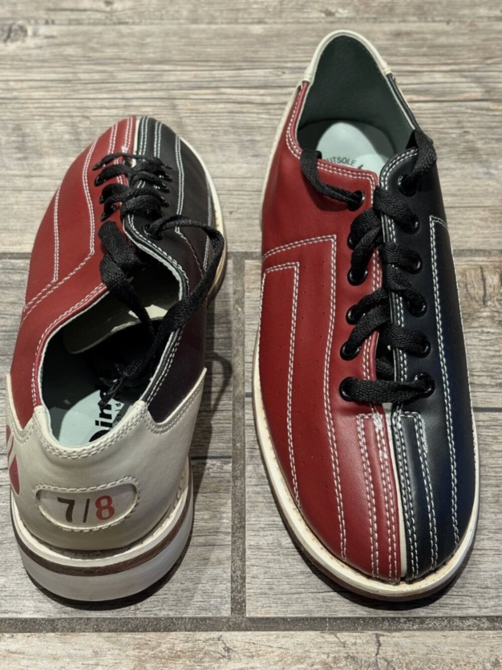 Linds World IMPEX Bowling Leather Shoes Vintage NOS Black & Red Size 7/8 Men's 7